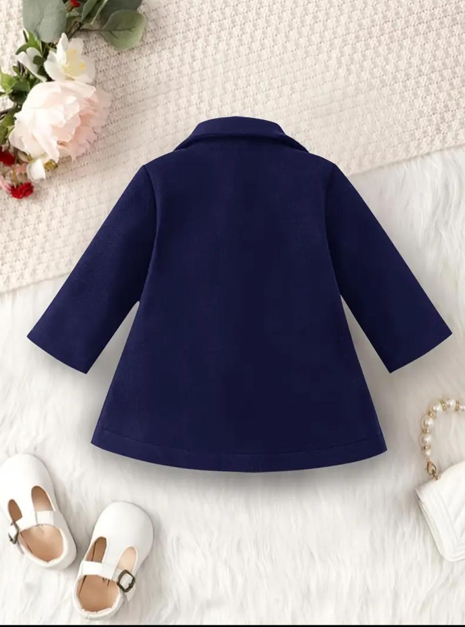 Royal navy blue coat with wide sleeves and back yoke