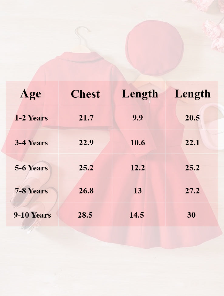Size chart for grey two-piece children’s set