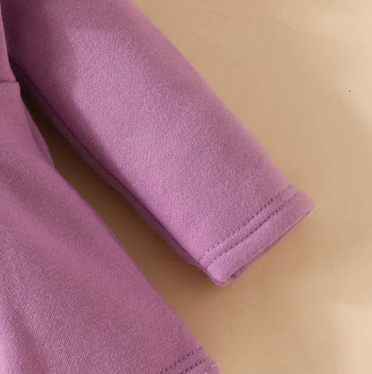 Kids purple hoodie sleeve with cuff hem