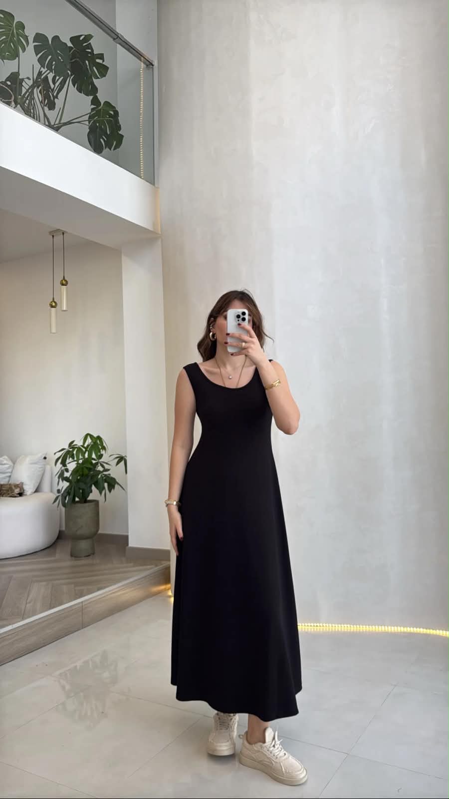 Layered maxi dress set in dark, sleeveless A-line skirt with drape neckline
