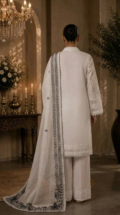 Noor Ivory Embroidered 3 Piece Lawn Suit