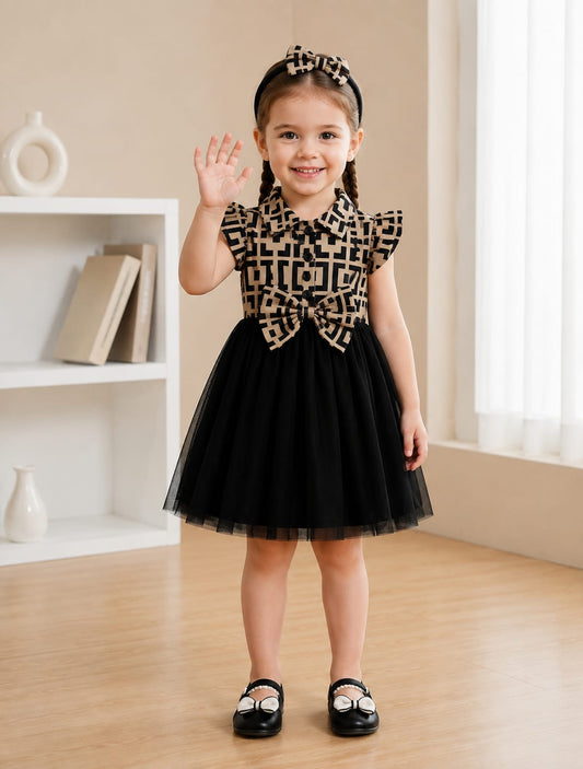 Elegant Bow Tulle Party Dress for Girls