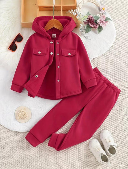Little Luxe Hooded Set Maroon