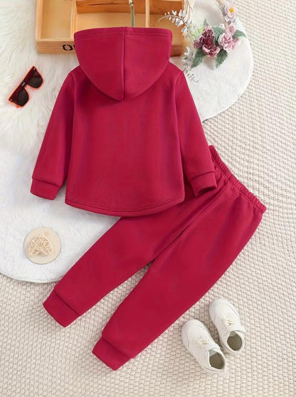 Little Luxe Hooded Set Maroon