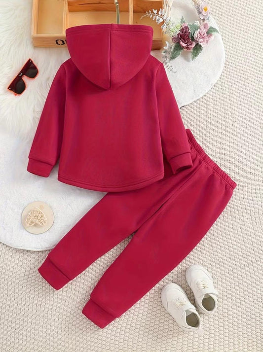 Little Luxe Hooded Set Maroon