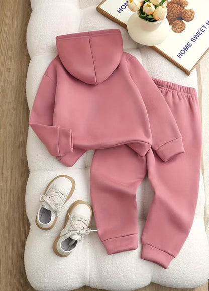 Be Kind hoodie set in dusty rose with hooded sweatshirt and cuffed jogger pants
