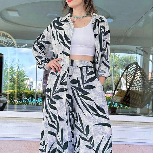 2 PCS LEAVES PRINTED CO-ORD SET