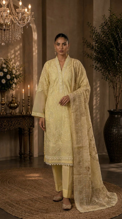 Sunshine Elegance Embroidered 3 Piece Suit