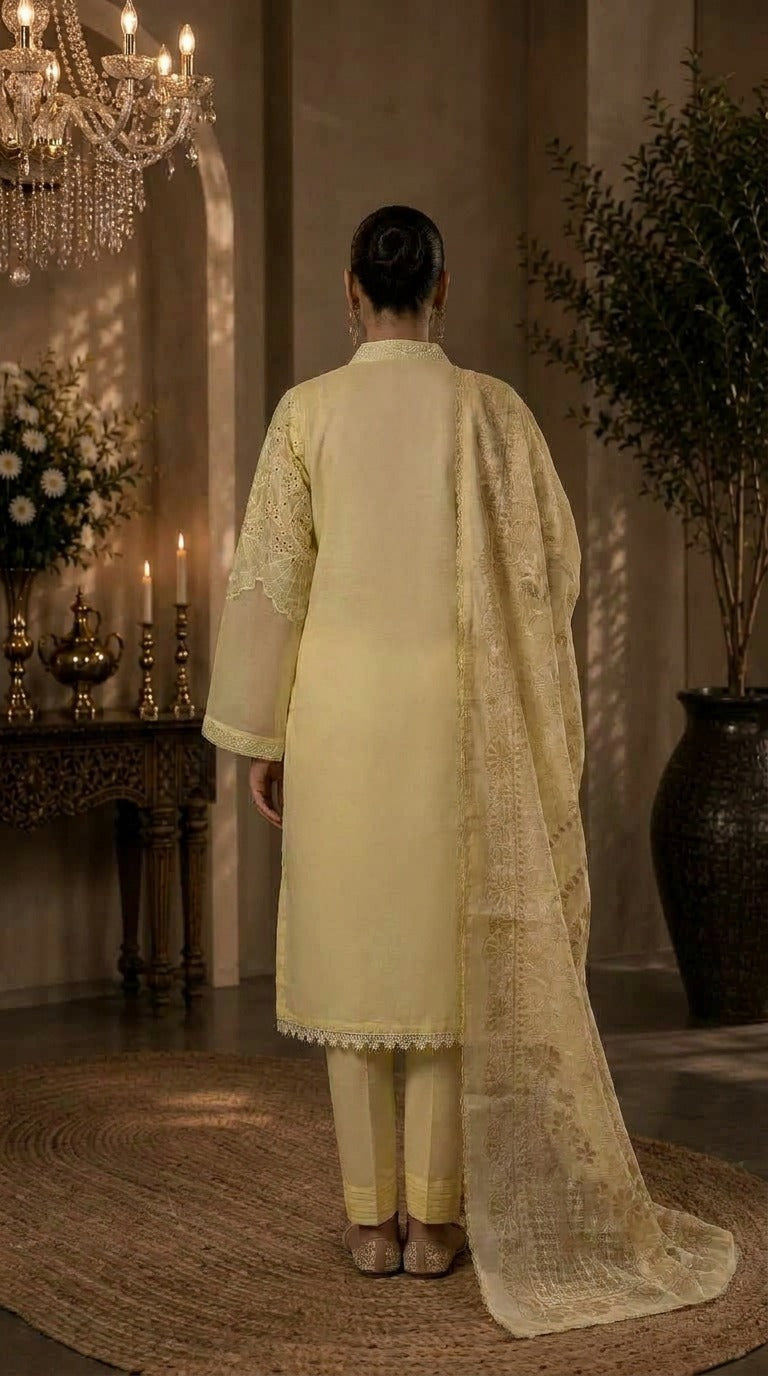 Sunshine Elegance Embroidered 3 Piece Suit