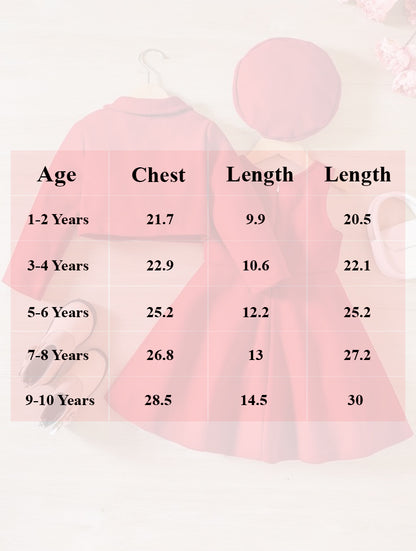 Size chart for grey two-piece children’s set